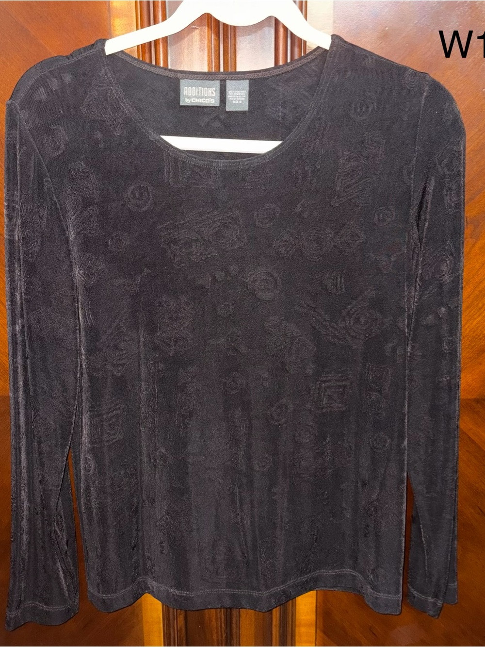 Chico's Black Velour Long Sleeve Women's Top